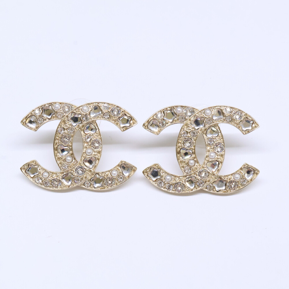 CHANEL Gold Logo Earrings